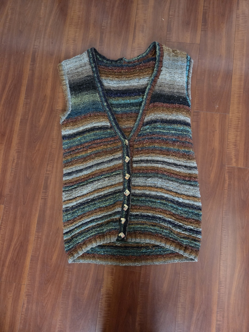 Striped Multicolor V-Neck Sleeveless Sweater Vest
